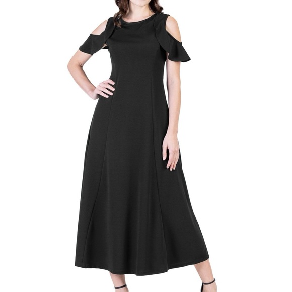 24/7 Comfort Apparel Dresses & Skirts - 24seven Comfort Apparel Black Cold Shoulder Dress Plus Size 1X NWT